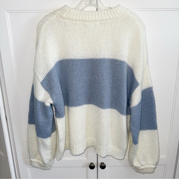Lascana Venus Color Block Sweater Cream/Blue Stripe Sz Medium - Picture 5 of 13